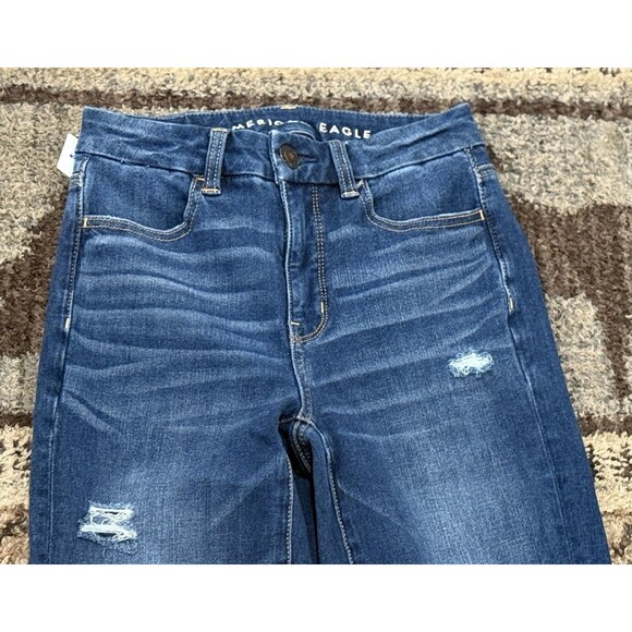 Women’s juniors American Eagle dream Jeans Curvy high rise jegging 00 distressed - Picture 2 of 5